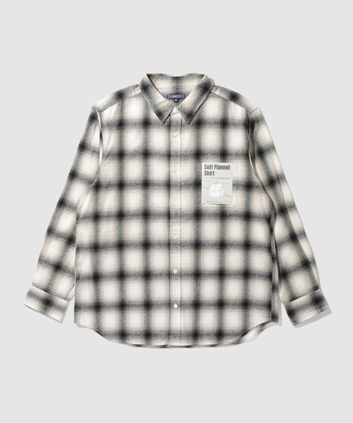 NAVY フランネルチェックシャツ メンズ