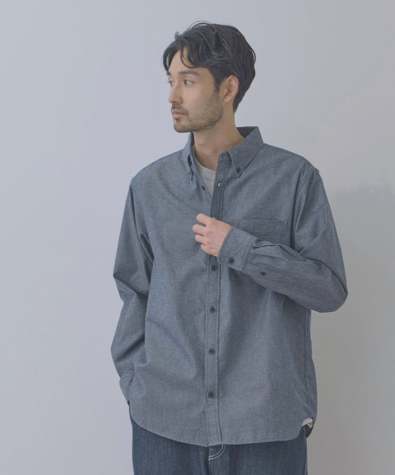 NAVY フランネルボタンダウンシャツ 無地 メンズ商品画像-1