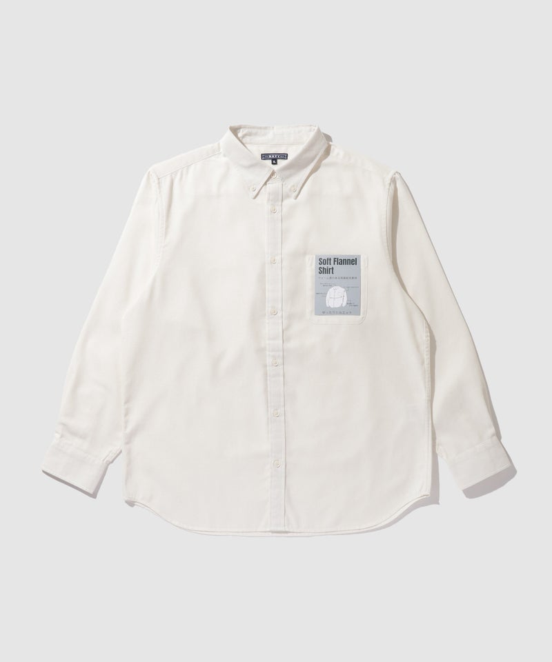 NAVY  フランネルボタンダウンシャツ 無地 メンズ商品画像-2