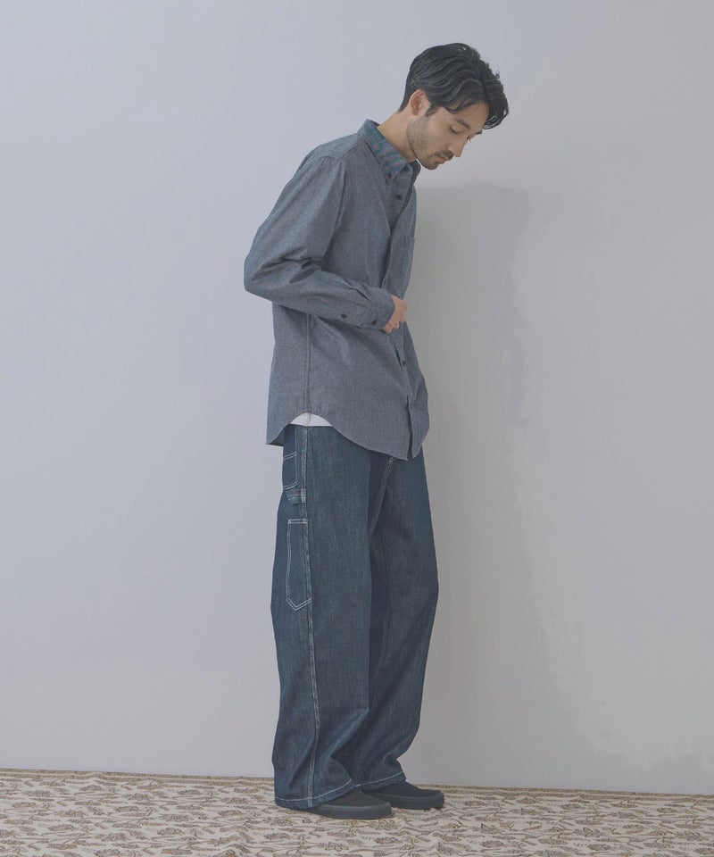 NAVY フランネルボタンダウンシャツ 無地 メンズ商品画像-10