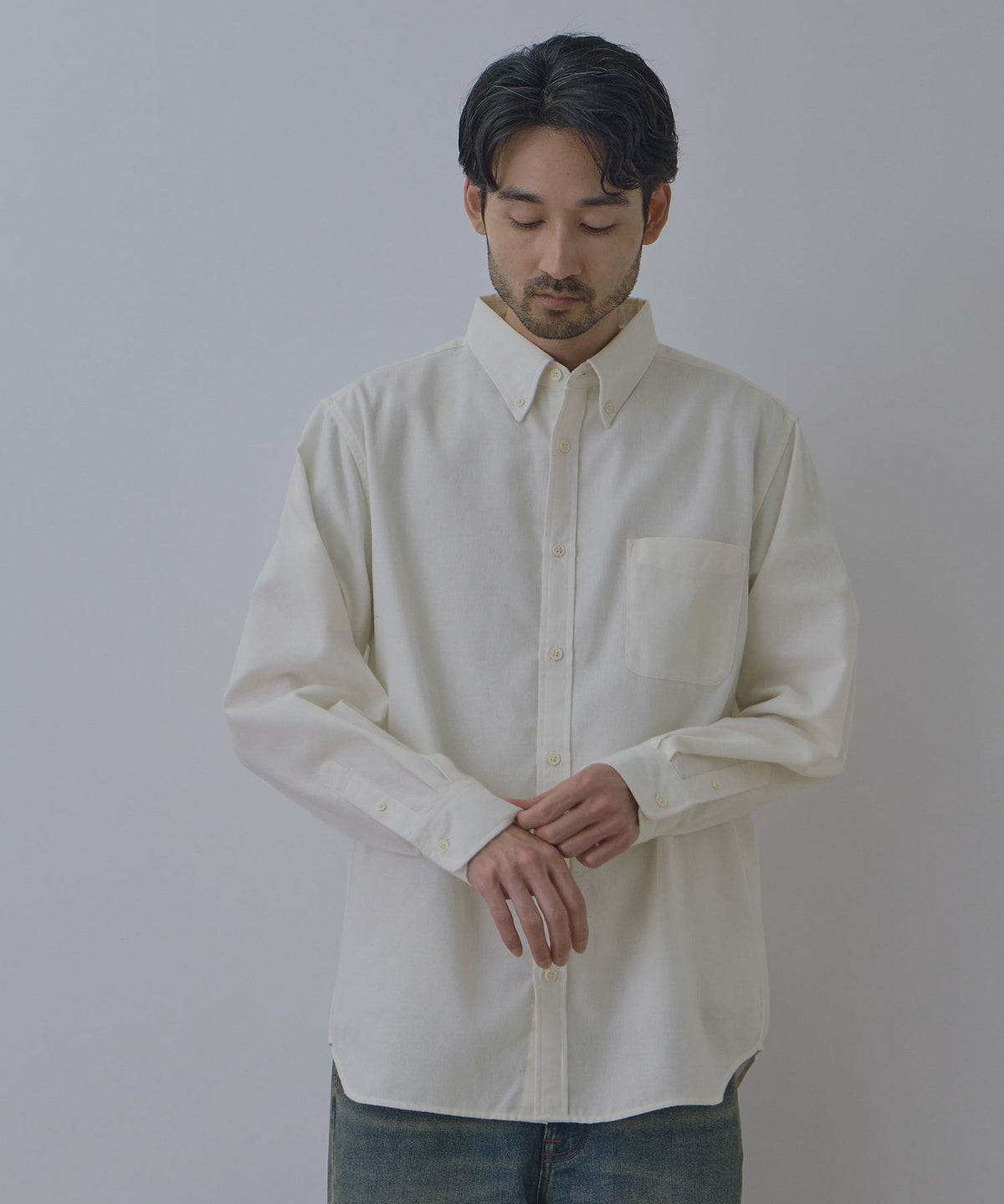 NAVY フランネルボタンダウンシャツ 無地 メンズ