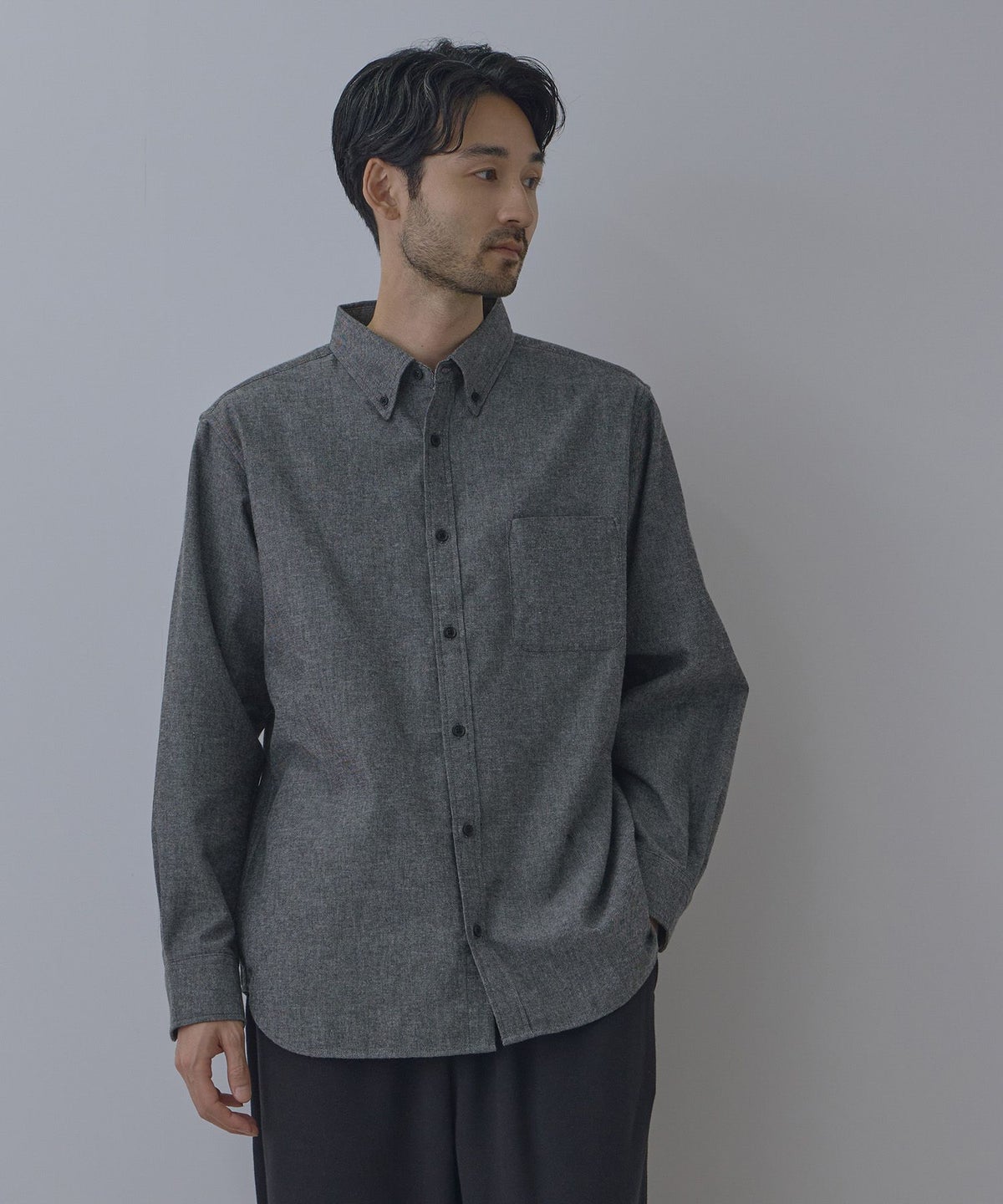 NAVY フランネルボタンダウンシャツ 無地 メンズ
