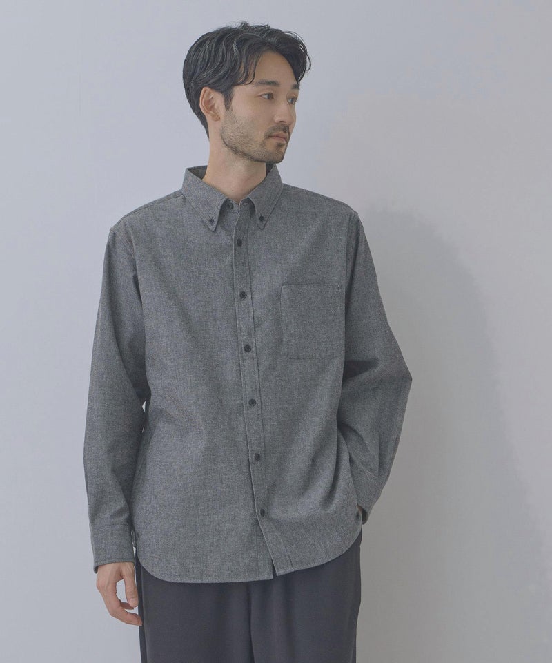 NAVY フランネルボタンダウンシャツ 無地 メンズ商品画像-14