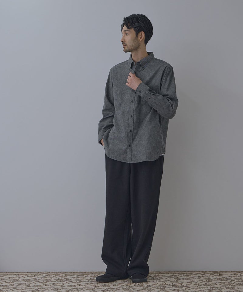 NAVY フランネルボタンダウンシャツ 無地 メンズ商品画像-15