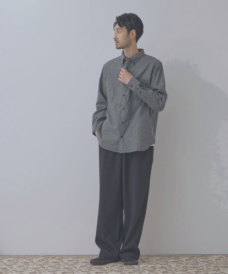 NAVY フランネルボタンダウンシャツ 無地 メンズ商品画像-15