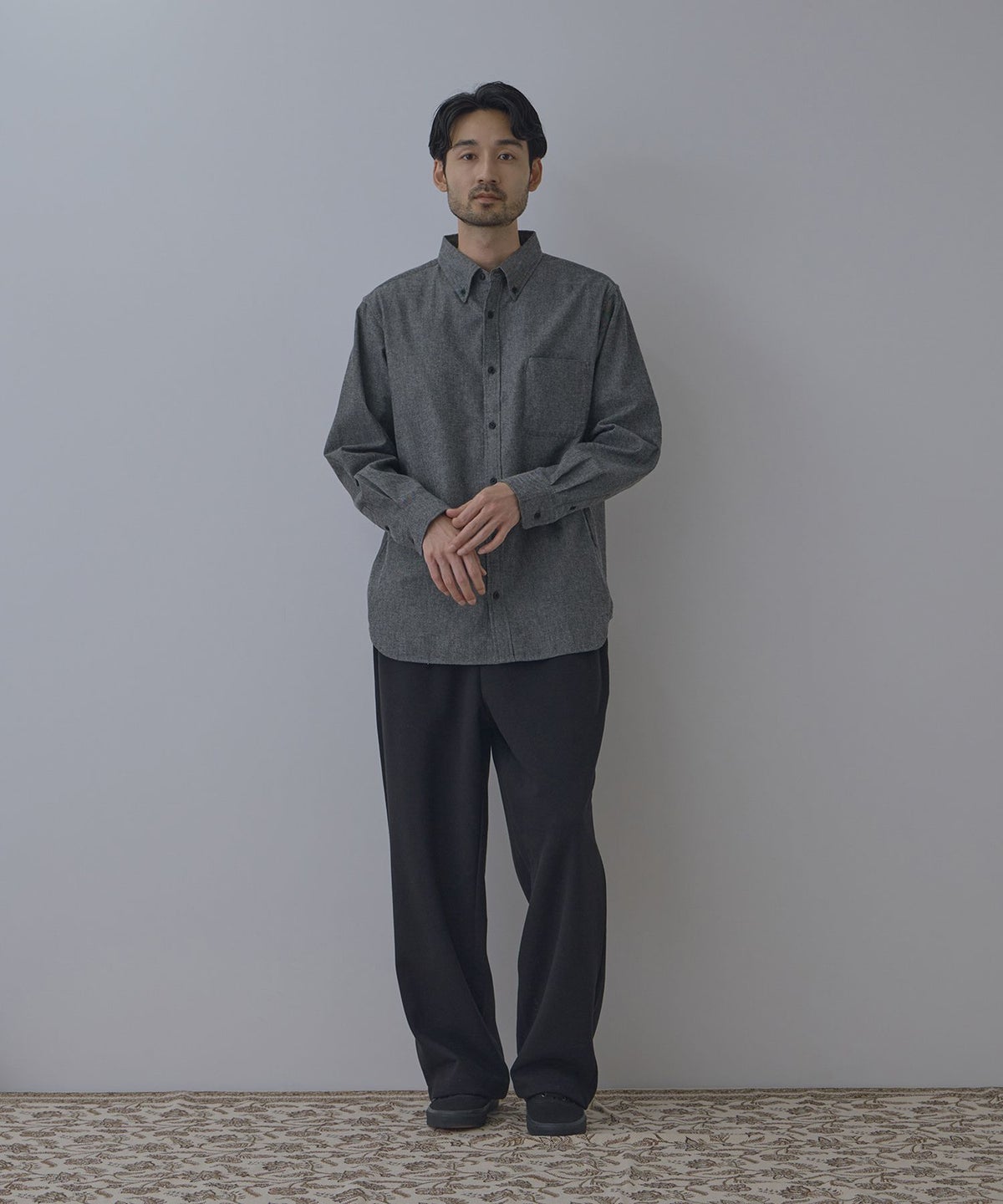 NAVY フランネルボタンダウンシャツ 無地 メンズ