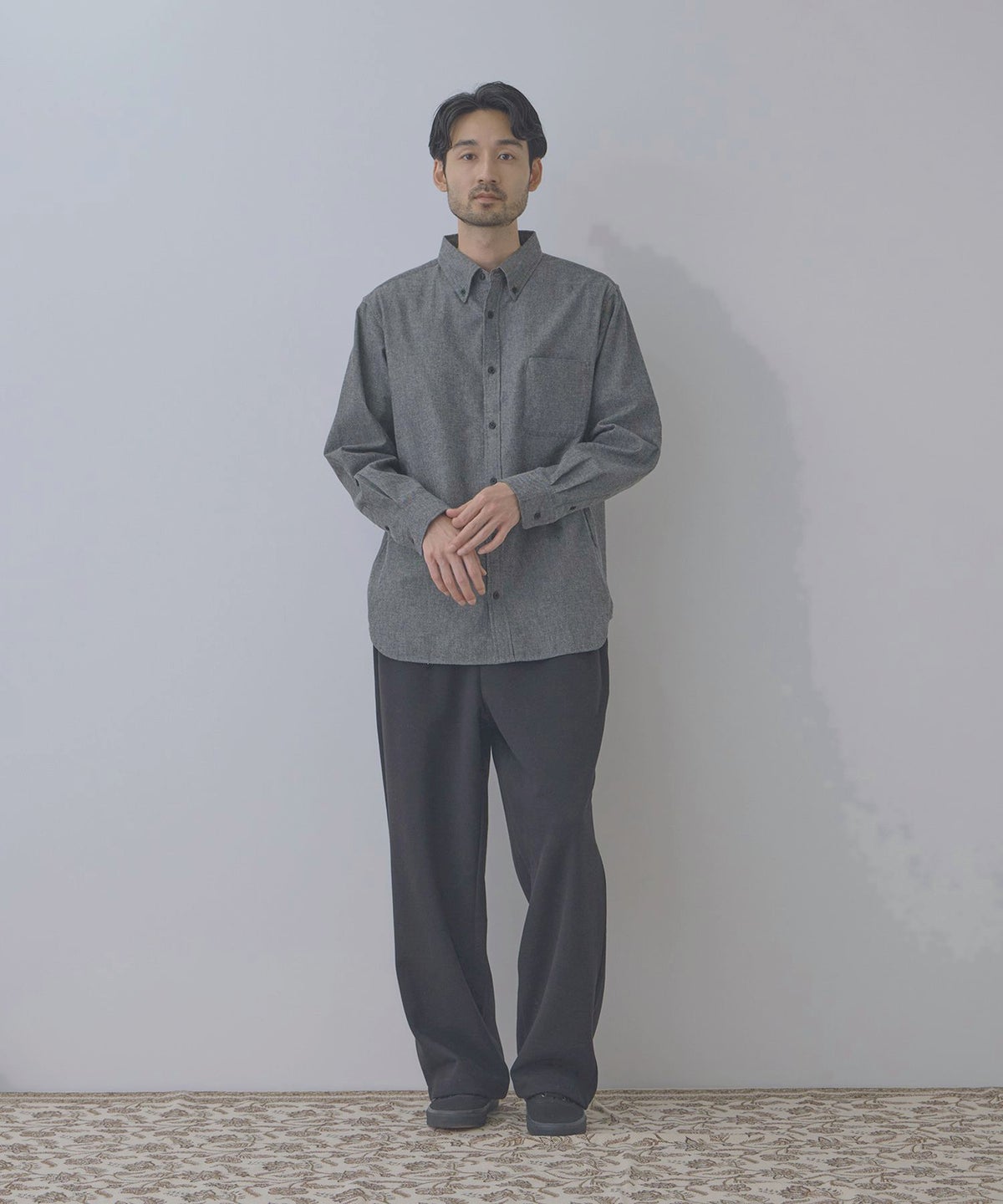 NAVY フランネルボタンダウンシャツ 無地 メンズ
