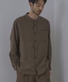 NAVY  ソフトフランネルバンドカラーシャツ 無地 メンズ商品サムネイル-1