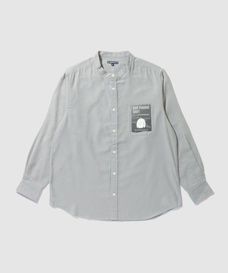 NAVY ソフトフランネルバンドカラーシャツ 無地 メンズ商品画像-2