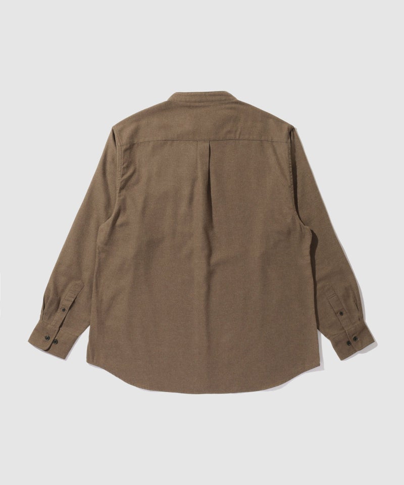 NAVY ソフトフランネルバンドカラーシャツ 無地 メンズ商品画像-4