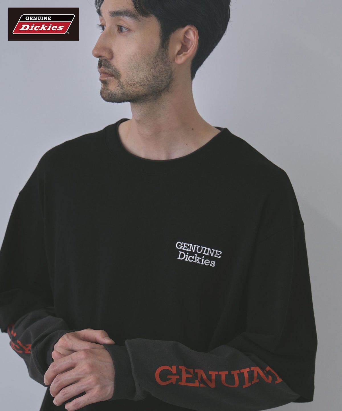 GENUINE Dickies 刺しゅう フェイクレイヤード長袖Tシャツ メンズ