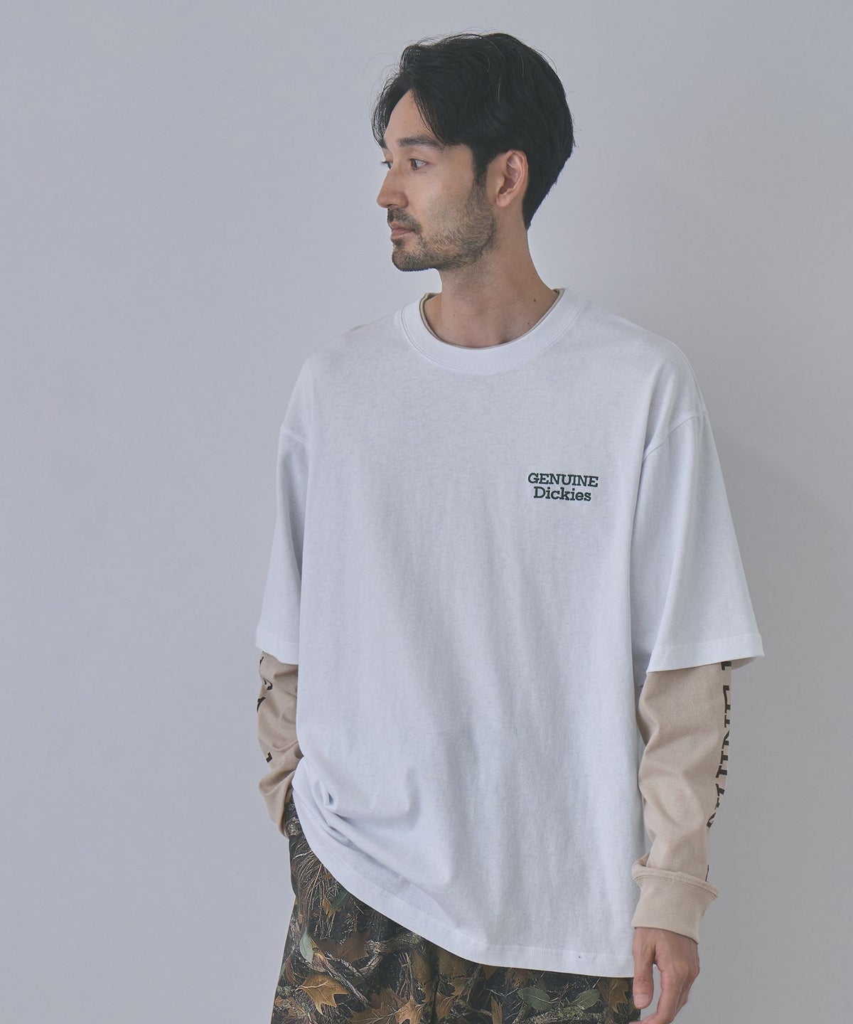 GENUINE Dickies 刺しゅう フェイクレイヤード長袖Tシャツ メンズ