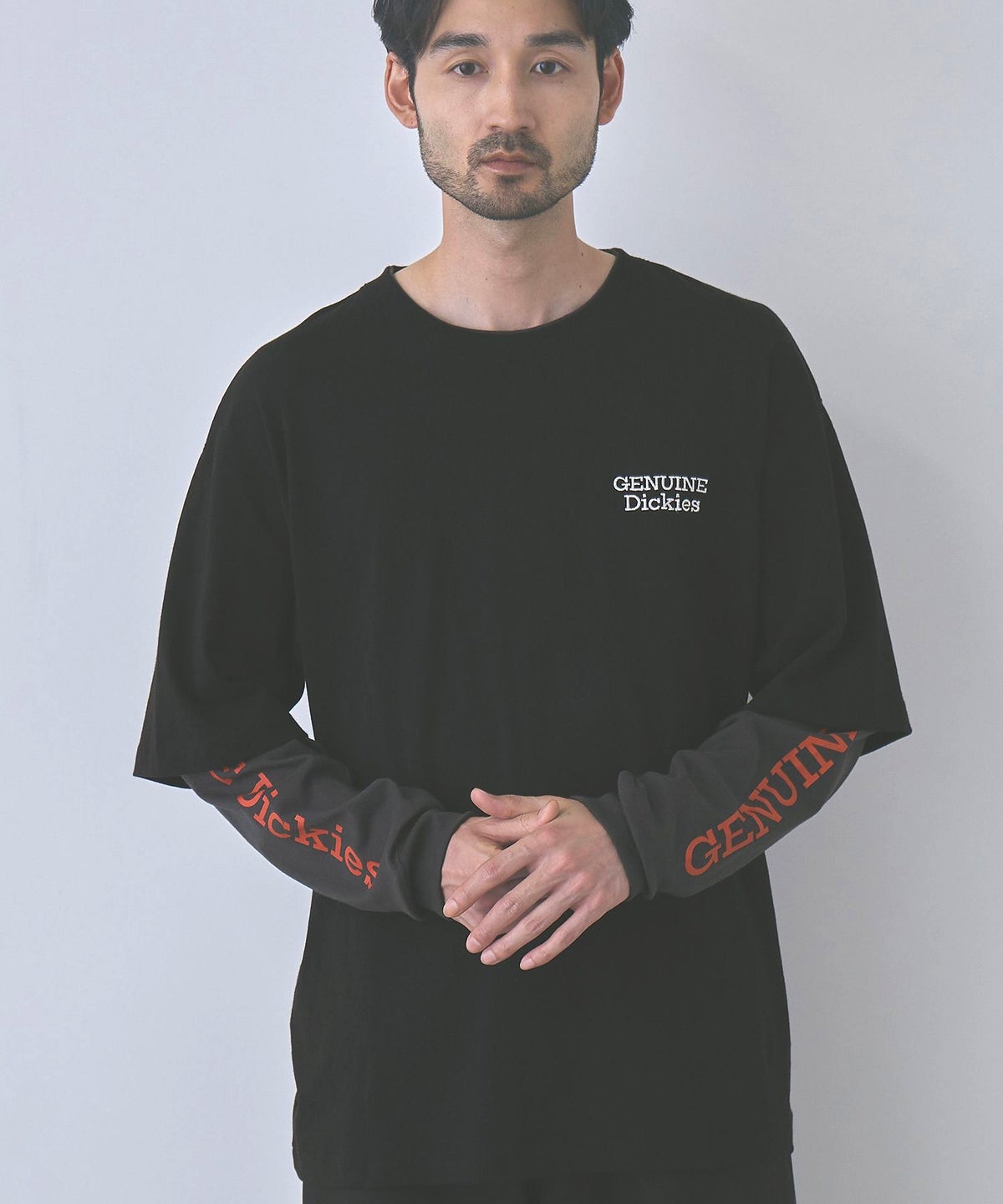 GENUINE Dickies 刺しゅう フェイクレイヤード長袖Tシャツ メンズ