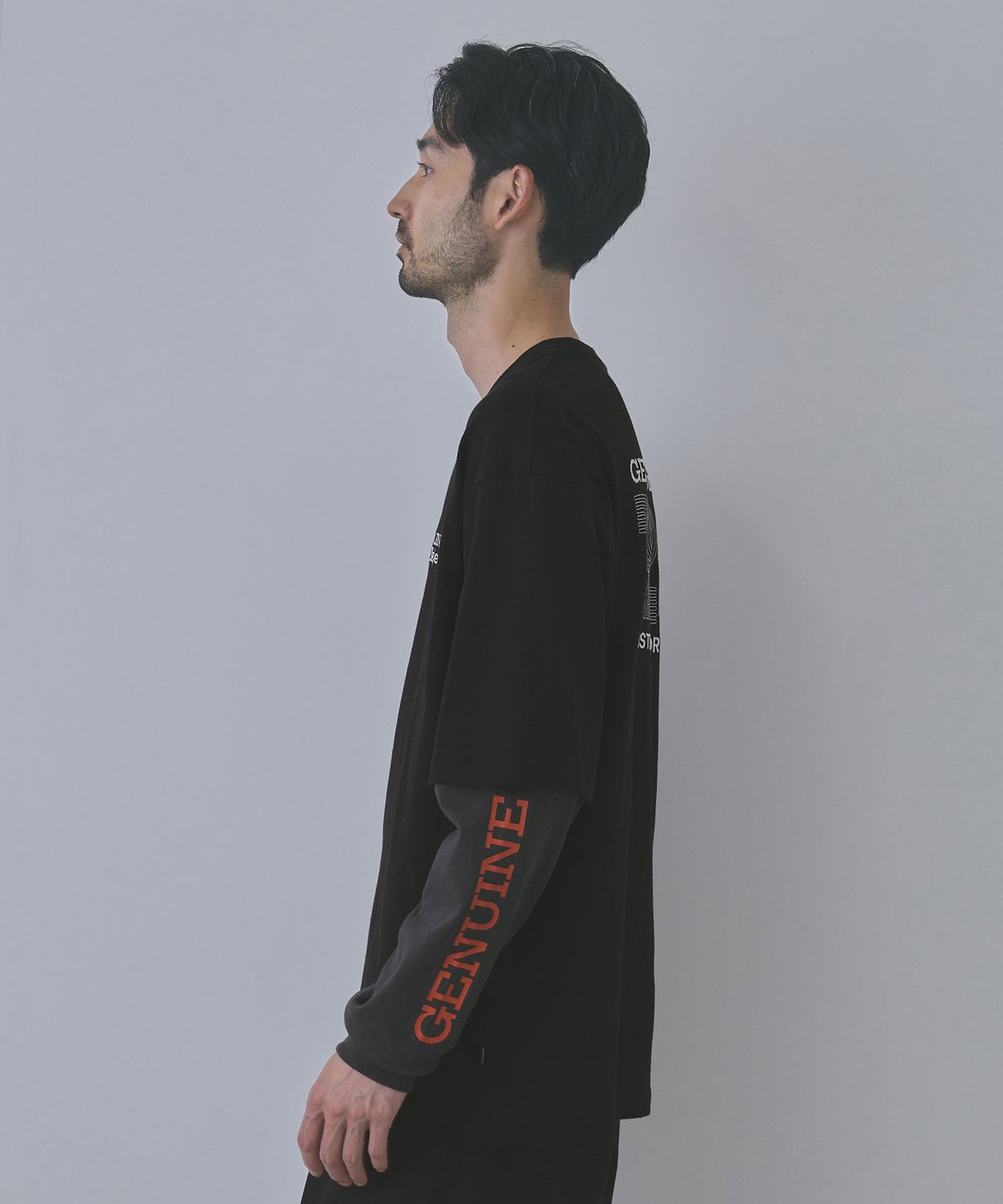 GENUINE Dickies 刺しゅう フェイクレイヤード長袖Tシャツ メンズ