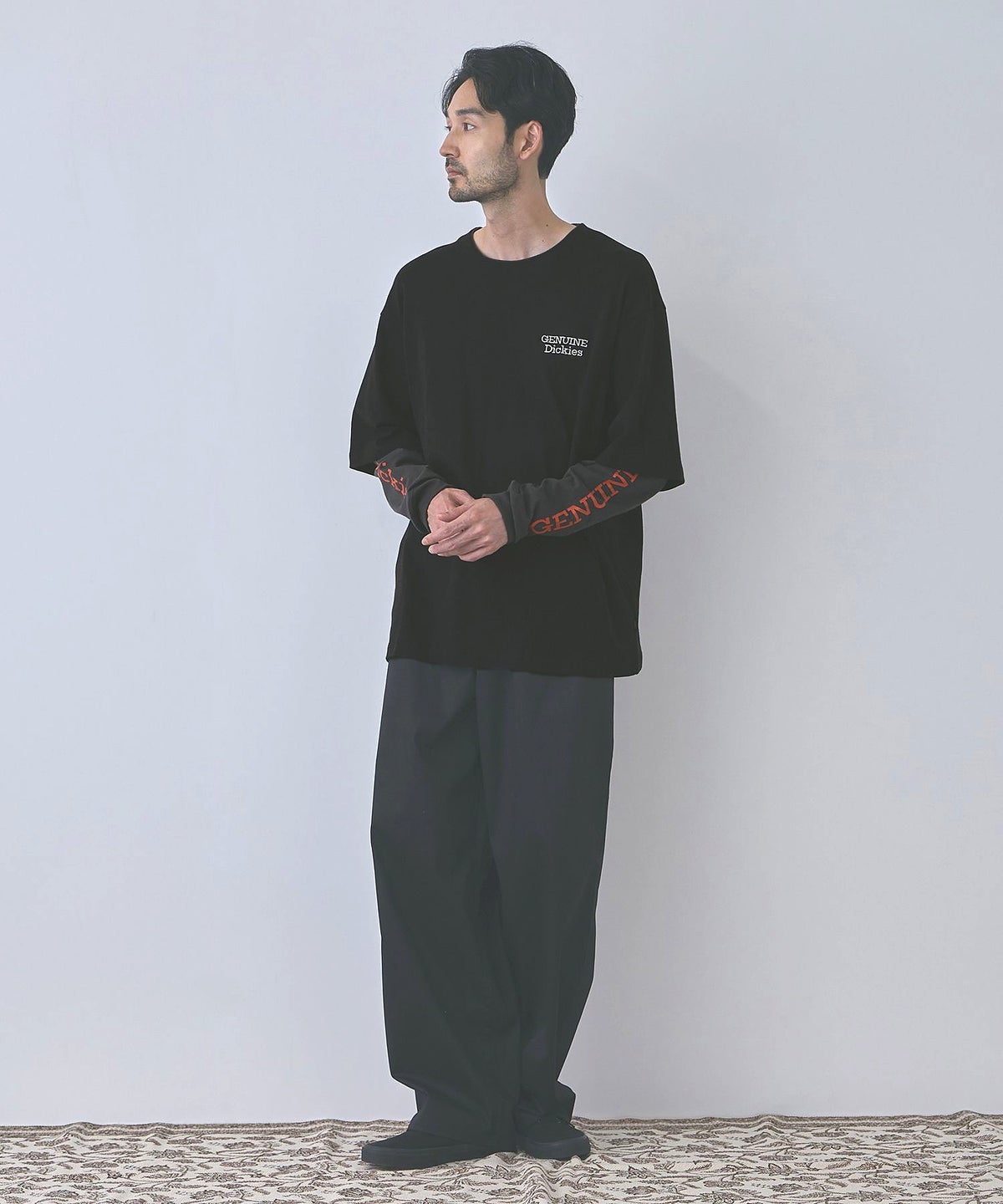 GENUINE Dickies 刺しゅう フェイクレイヤード長袖Tシャツ メンズ