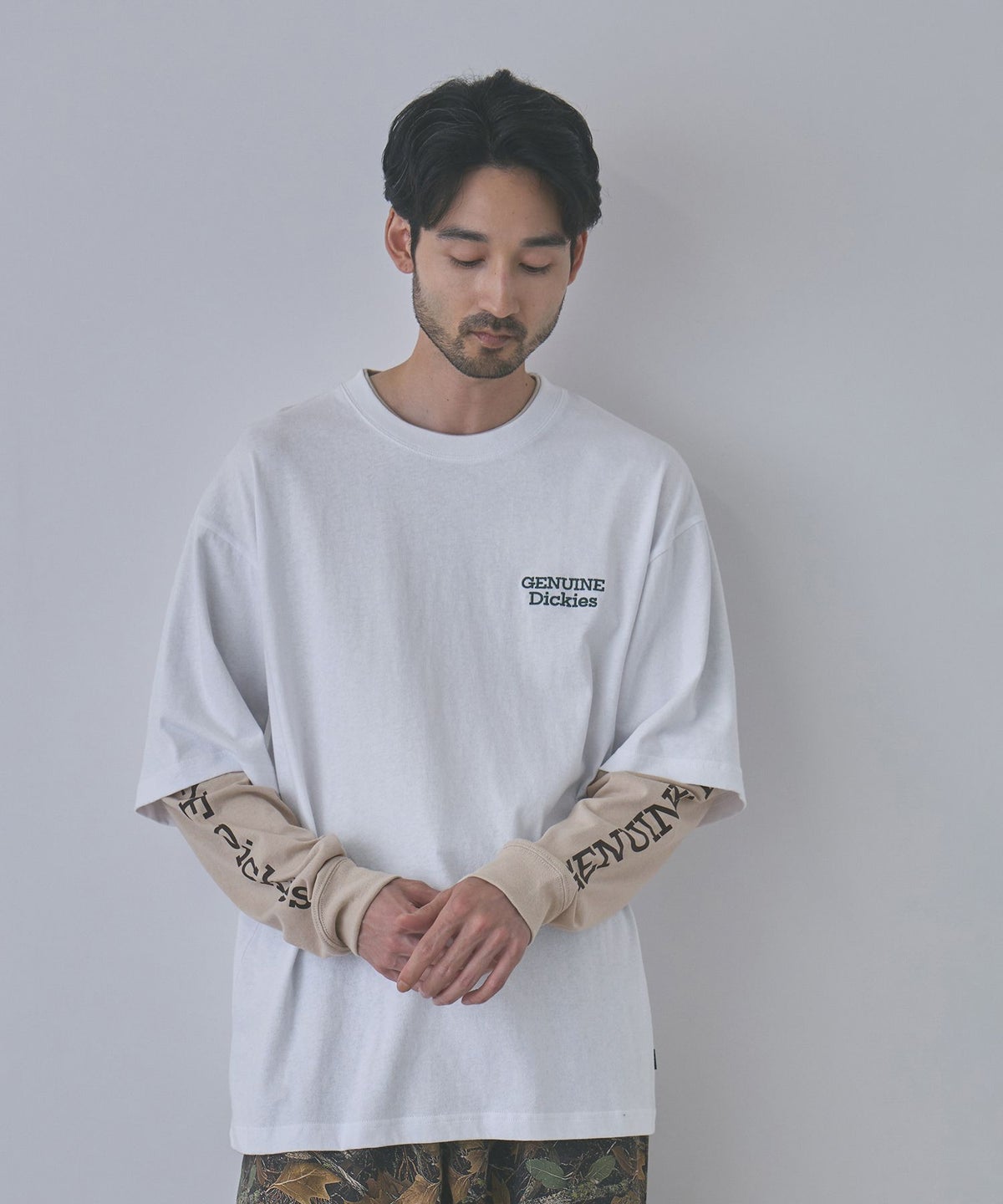 GENUINE Dickies 刺しゅう フェイクレイヤード長袖Tシャツ メンズ