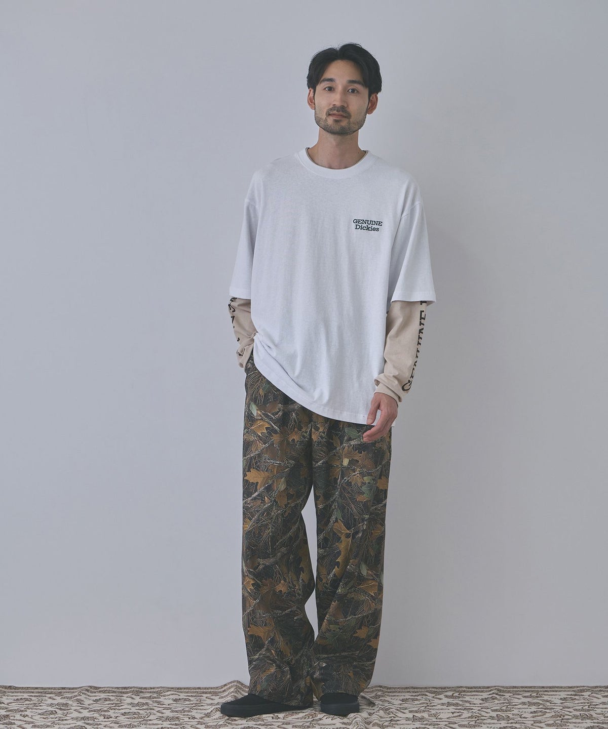 GENUINE Dickies 刺しゅう フェイクレイヤード長袖Tシャツ メンズ