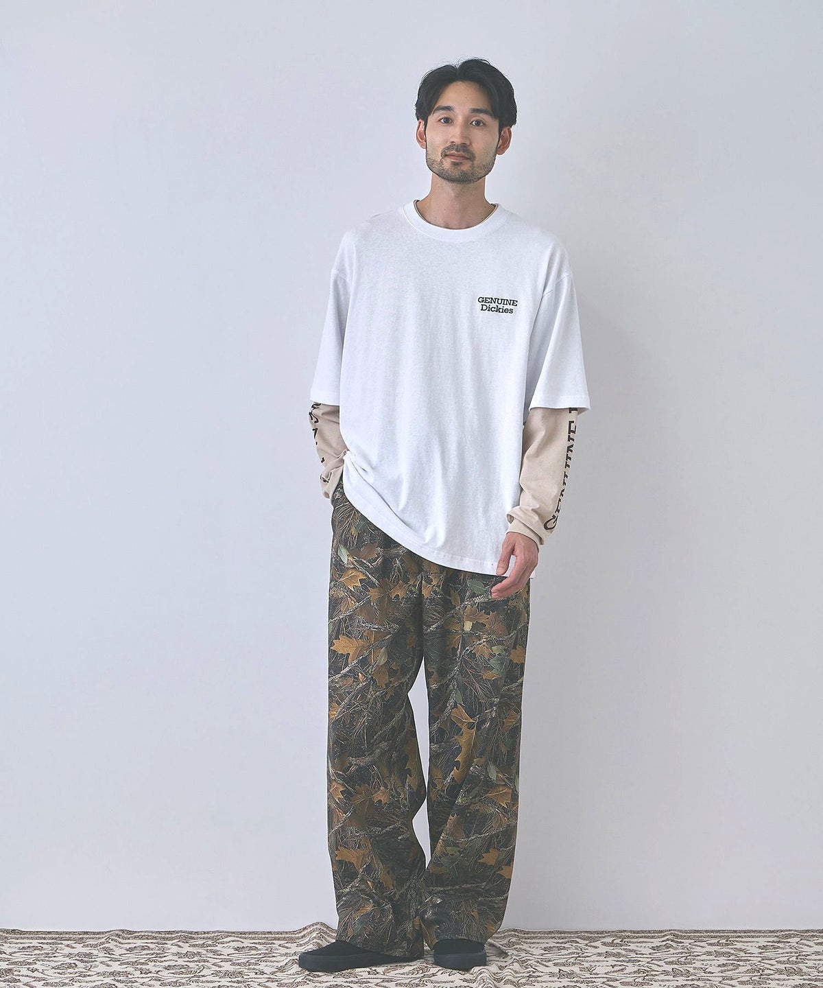 GENUINE Dickies 刺しゅう フェイクレイヤード長袖Tシャツ メンズ