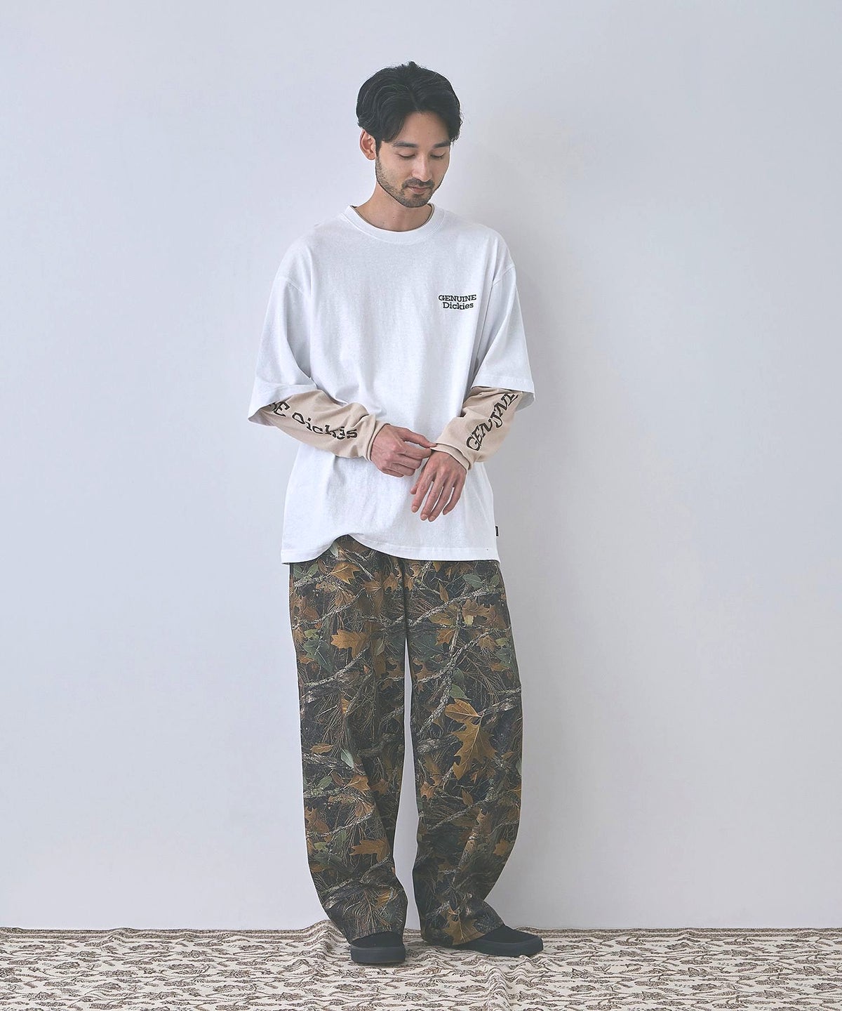 GENUINE Dickies 刺しゅう フェイクレイヤード長袖Tシャツ メンズ
