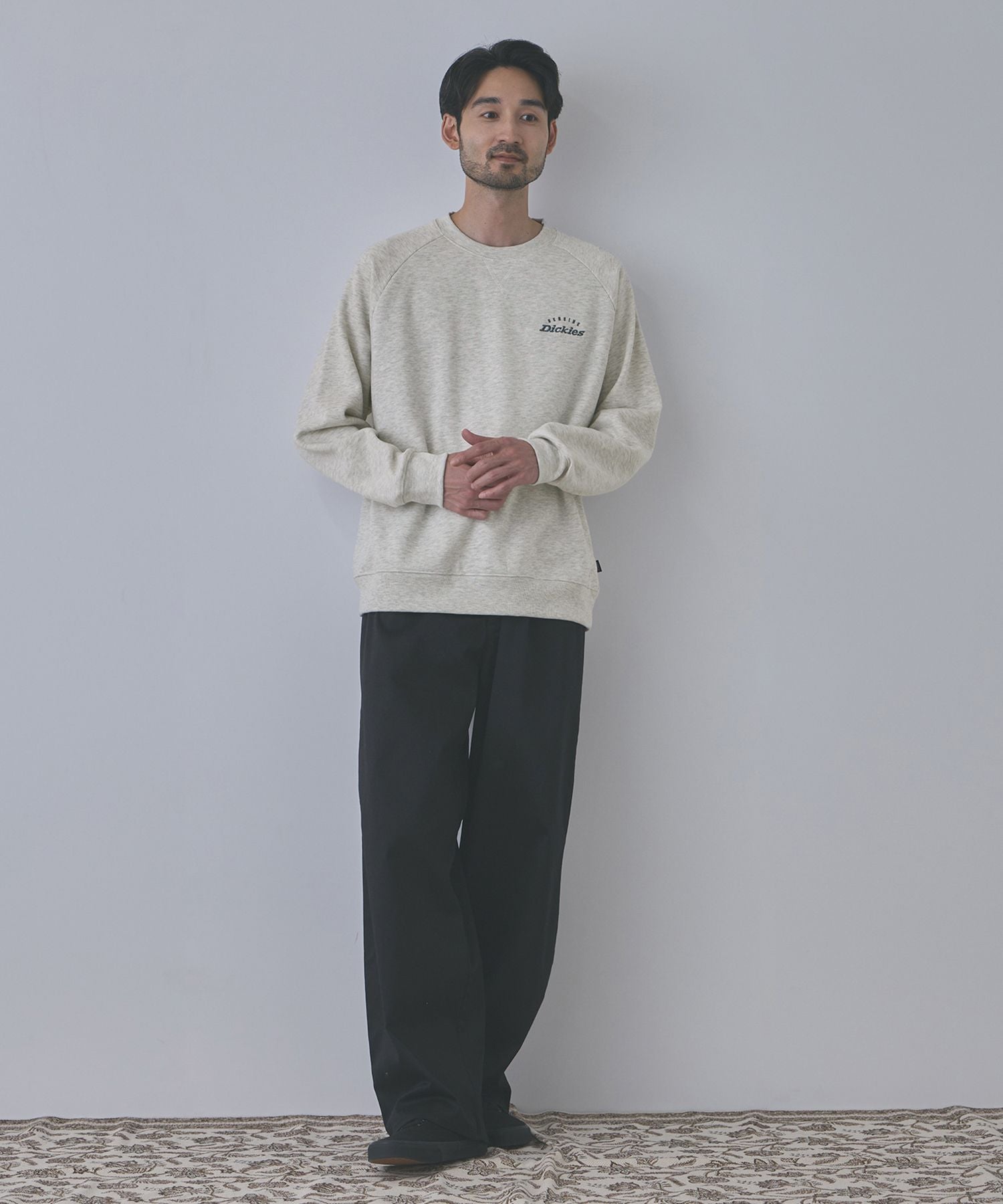 GENUINE Dickies ワンポイント刺しゅう 身頃裏ワッフルトレーナー メンズ