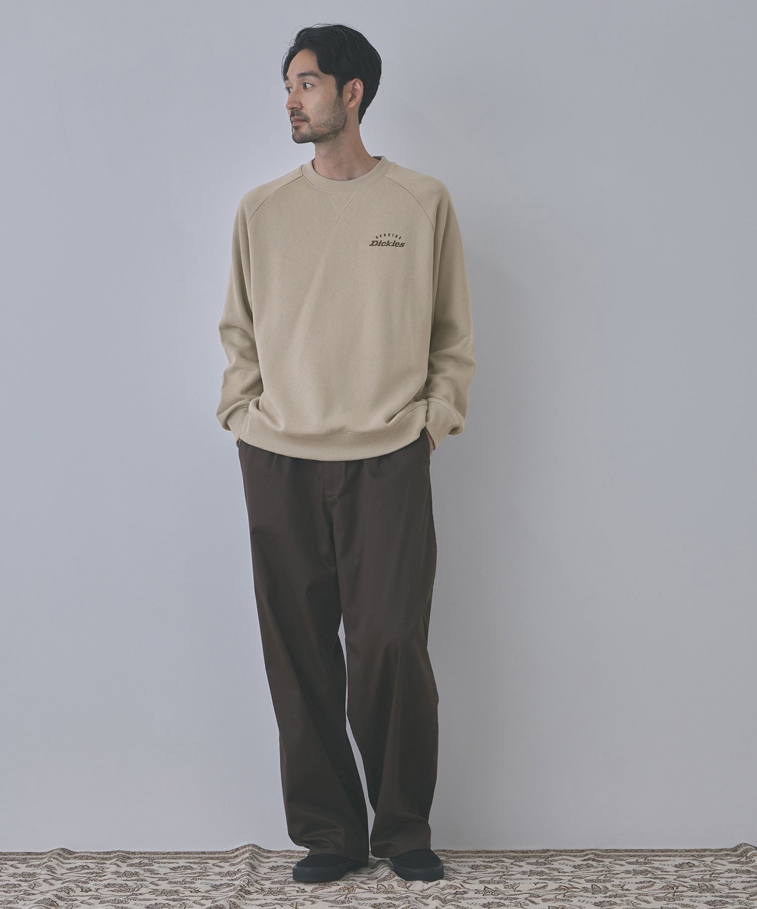 GENUINE Dickies ワンポイント刺しゅう 身頃裏ワッフルトレーナー メンズ