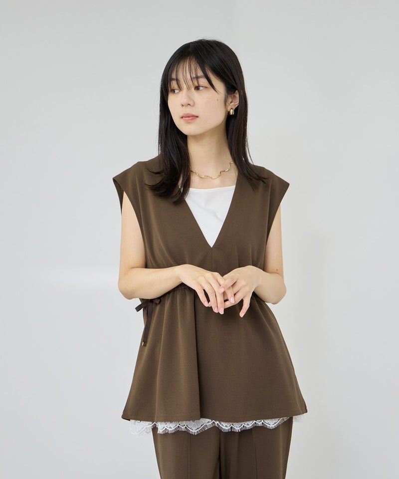 Free Nature  カットジョーゼットドロストジレ レディース商品画像-3