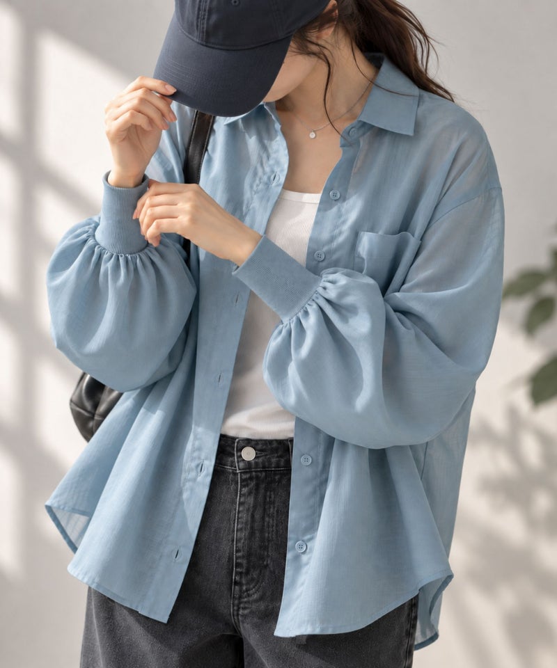 Free Nature シアー袖リブシャツ レディース商品画像-1