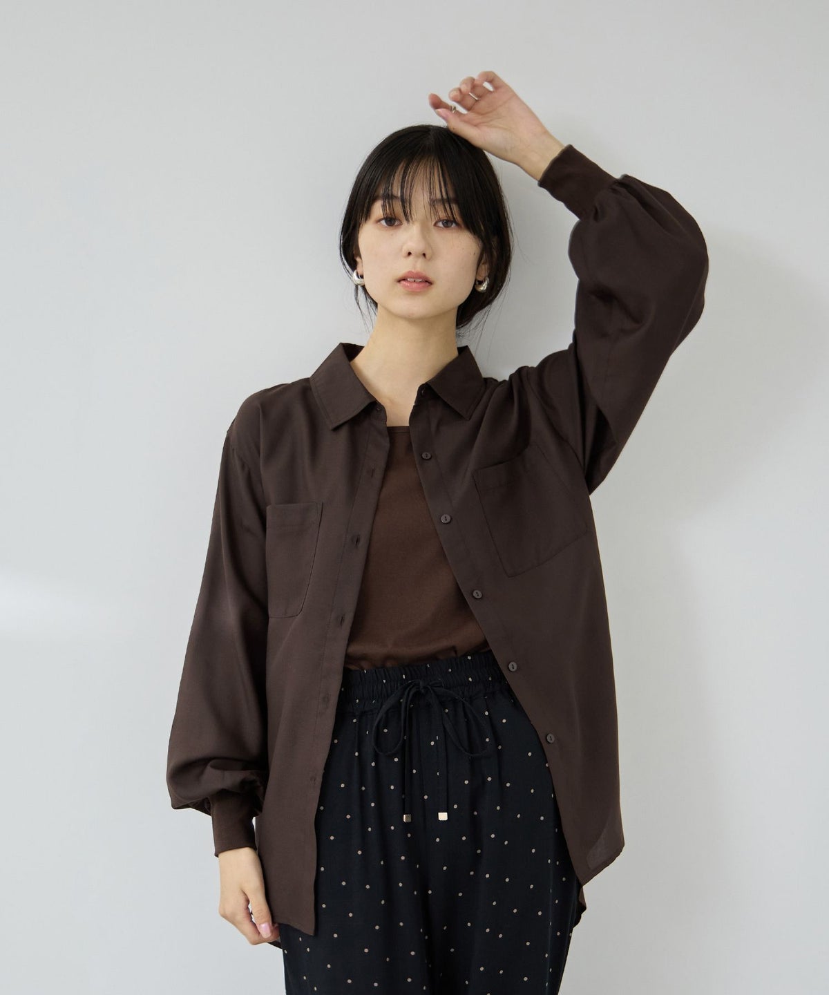 Free Nature シアー袖リブシャツ レディース