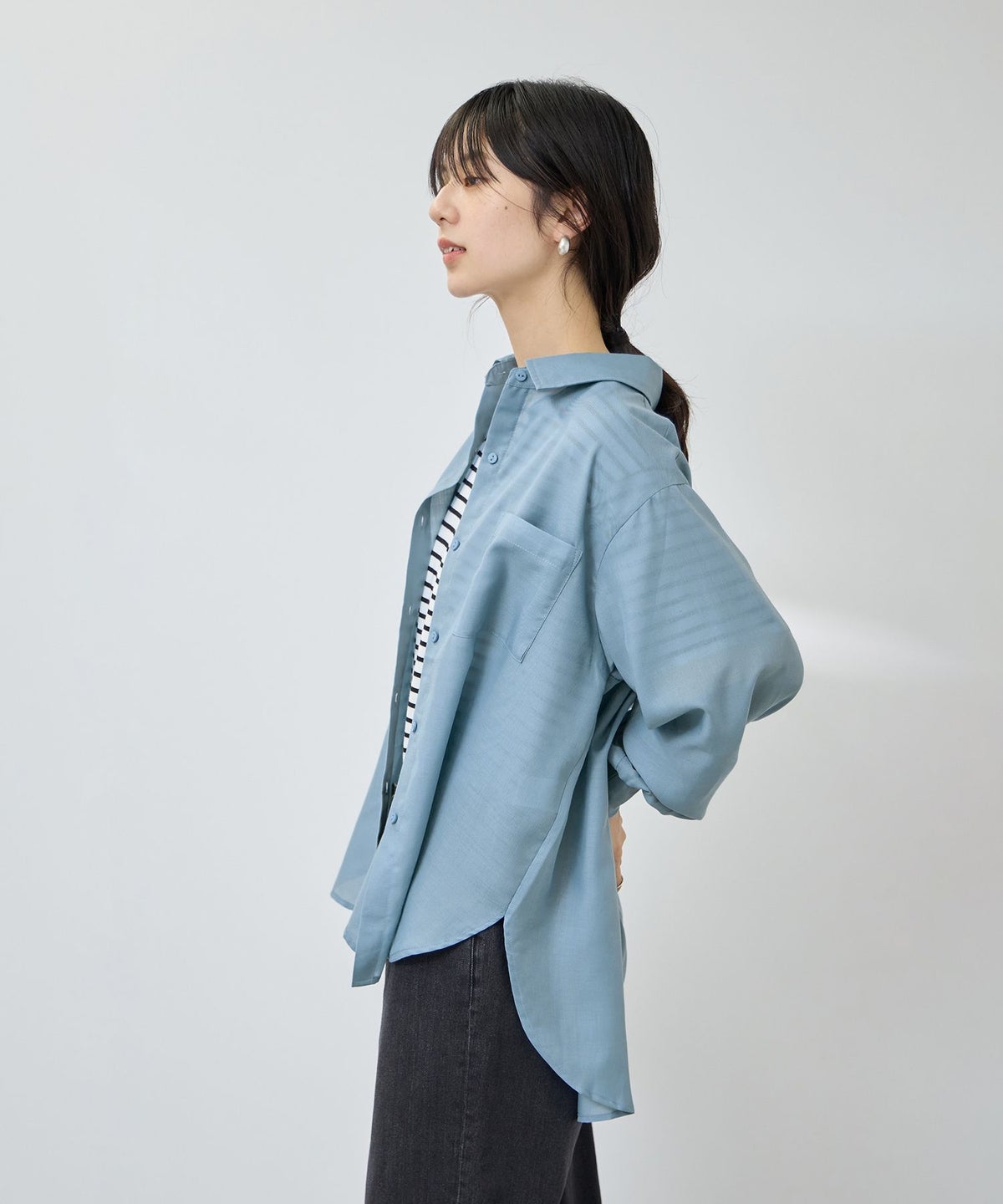Free Nature シアー袖リブシャツ レディース