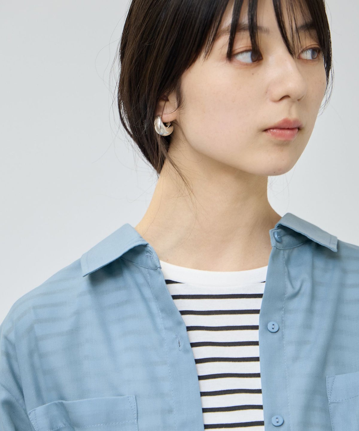 Free Nature シアー袖リブシャツ レディース