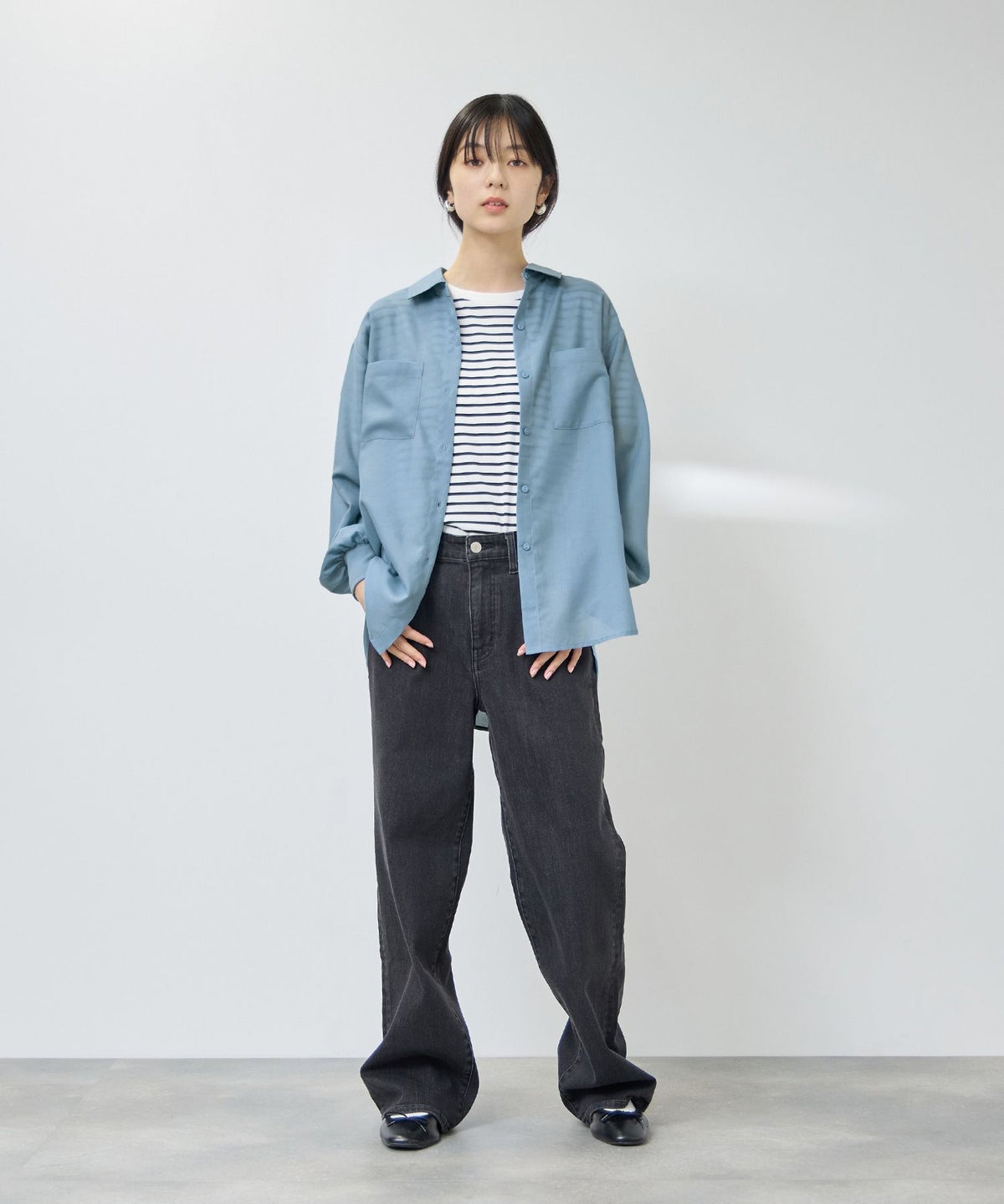 Free Nature シアー袖リブシャツ レディース