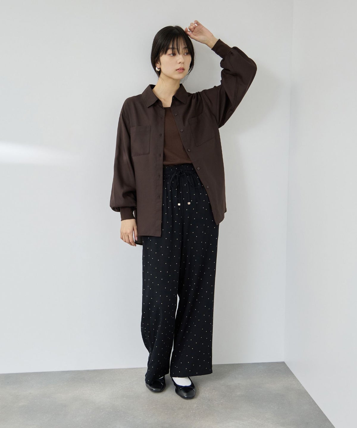 Free Nature シアー袖リブシャツ レディース
