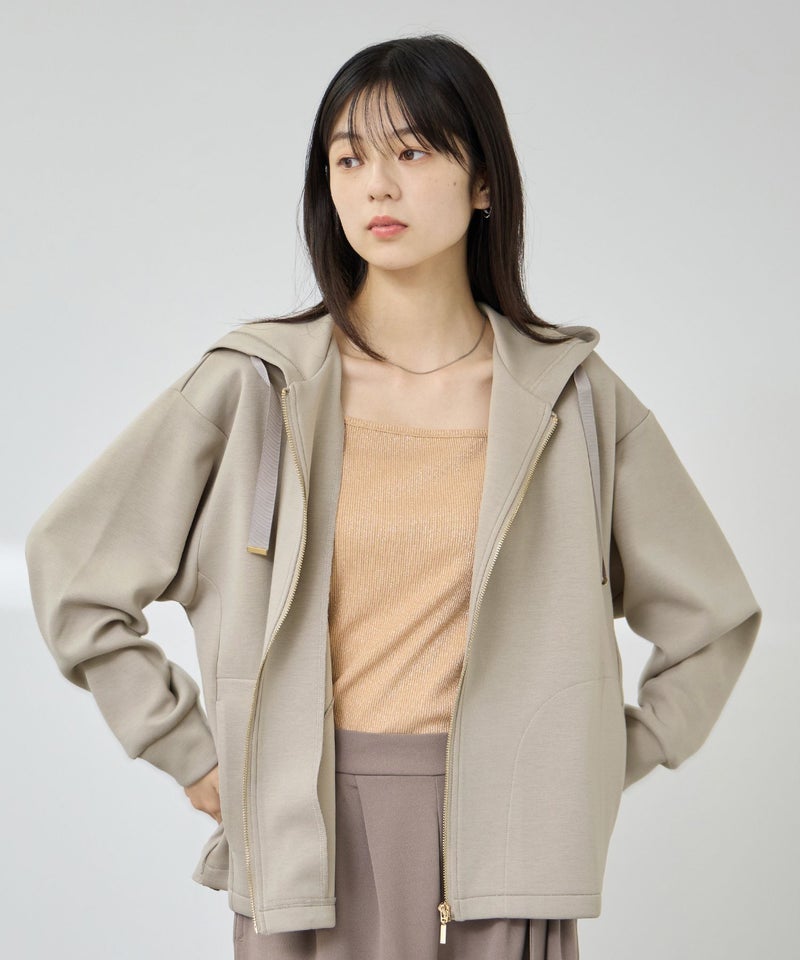 Free Nature 異素材切替バックギャザージップパーカー レディース商品画像-5