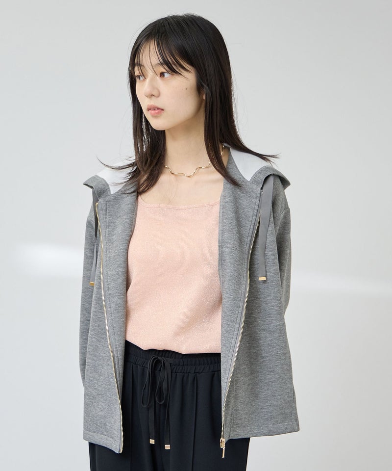 Free Nature 異素材切替バックギャザージップパーカー レディース商品画像-12