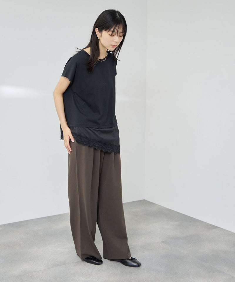 Free Nature サイドベルト カットジョーゼットワイドパンツ レディース商品画像-9