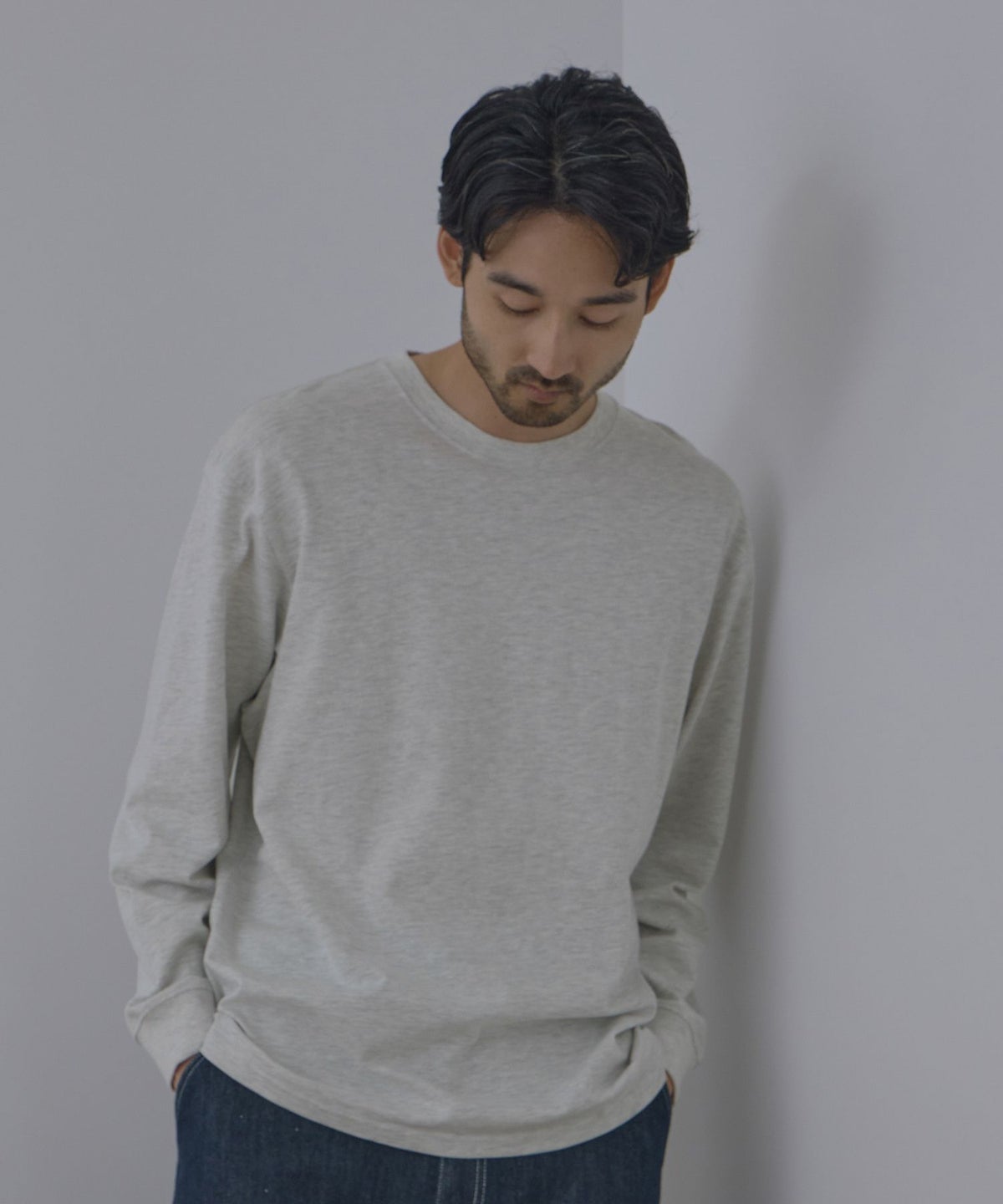 NAVY BCIコットン リラックスフィット長袖Tシャツ メンズ