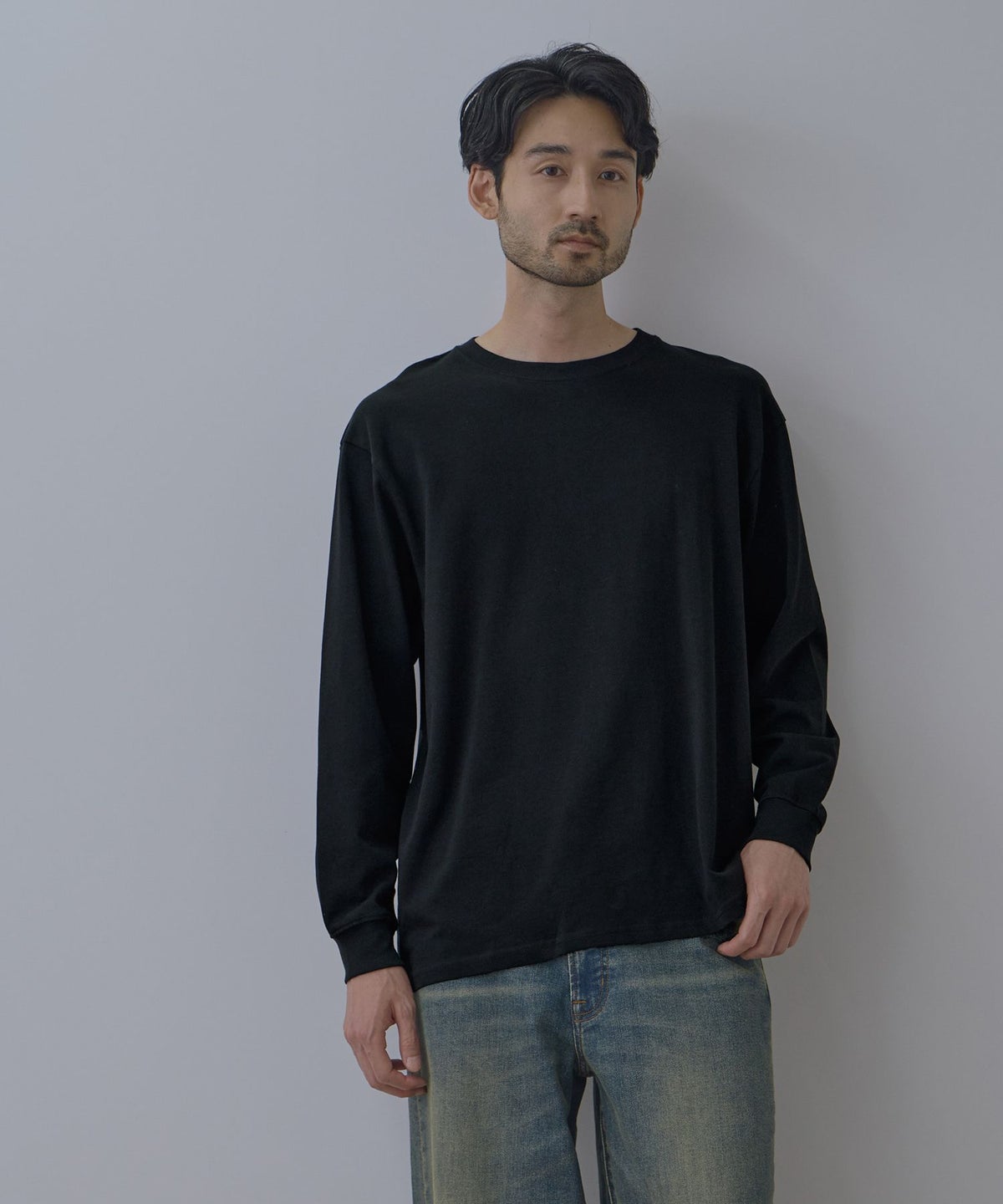 NAVY BCIコットン リラックスフィット長袖Tシャツ メンズ