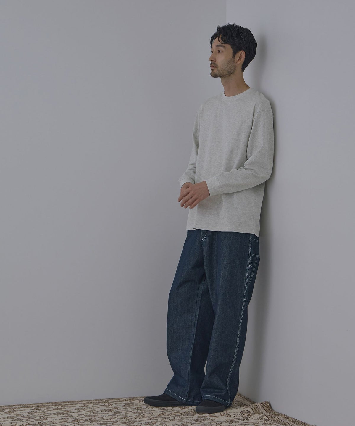NAVY BCIコットン リラックスフィット長袖Tシャツ メンズ