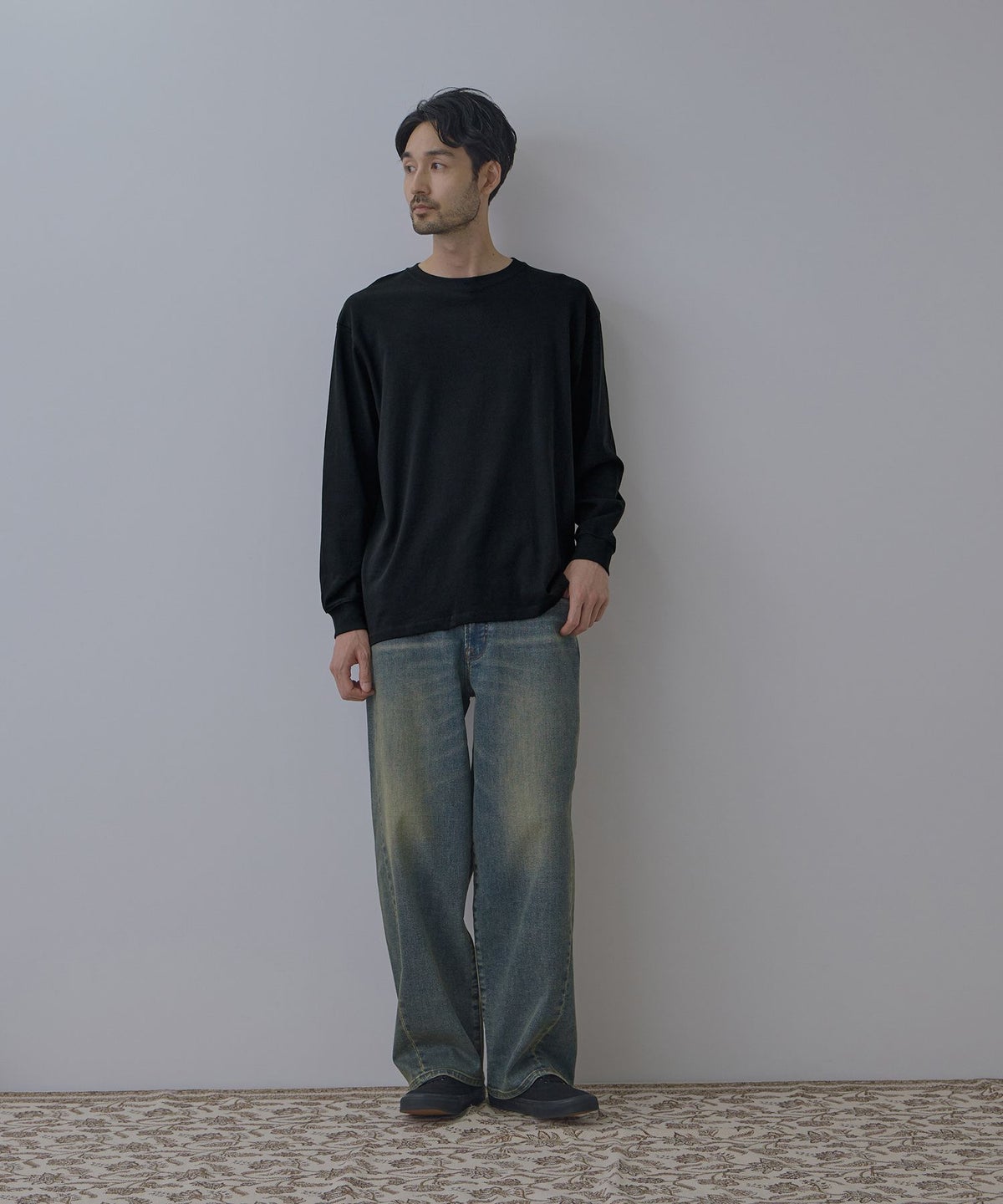 NAVY BCIコットン リラックスフィット長袖Tシャツ メンズ