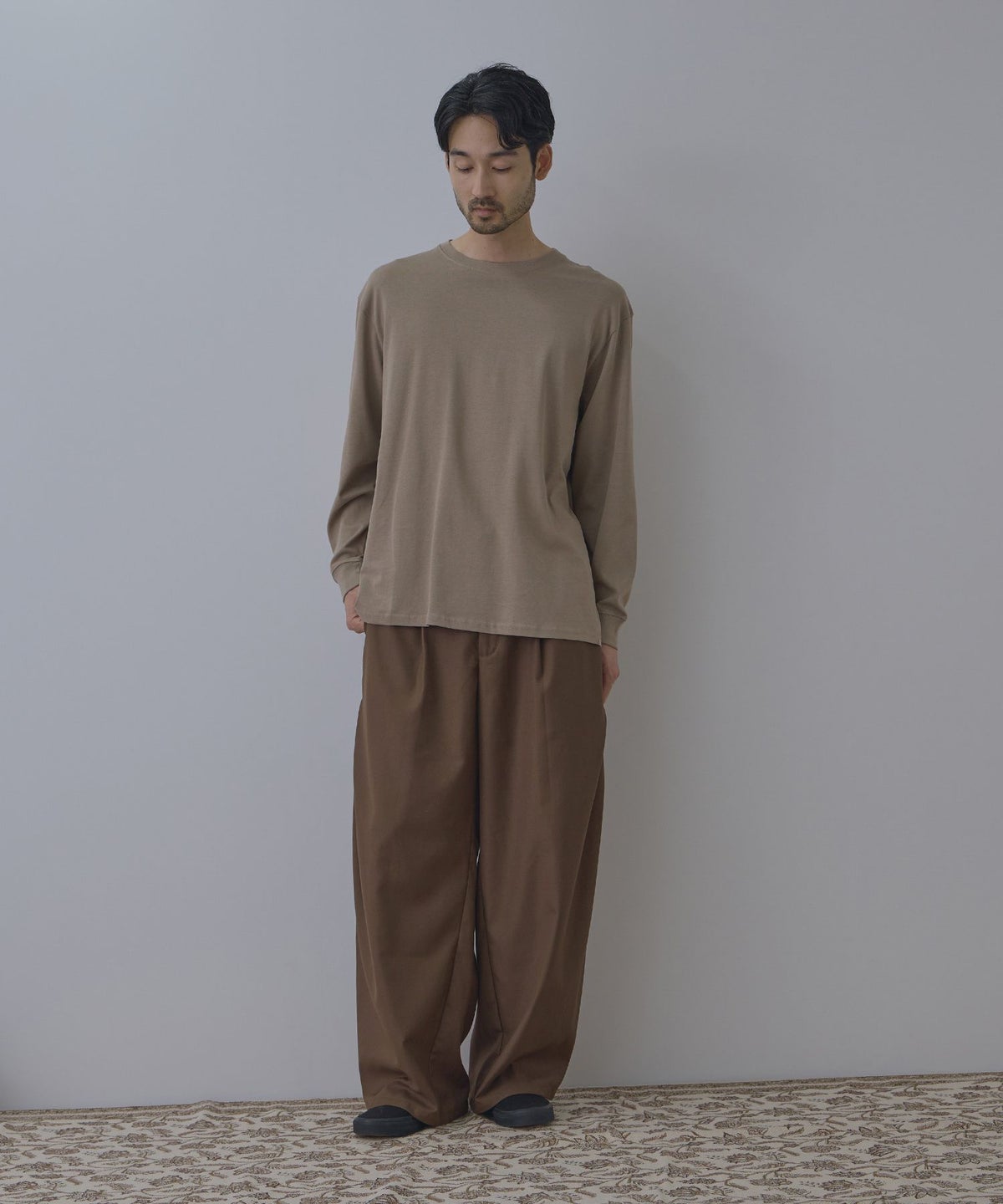 NAVY BCIコットン リラックスフィット長袖Tシャツ メンズ
