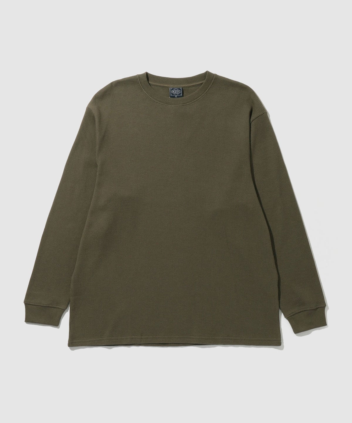 NAVY BCIコットン リラックスフィット ワッフル長袖Tシャツ メンズ