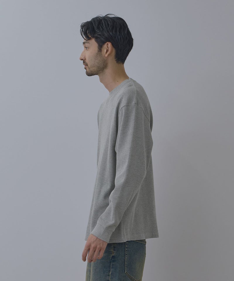 NAVY BCIコットン リラックスフィット ワッフル長袖Tシャツ メンズ商品画像-7