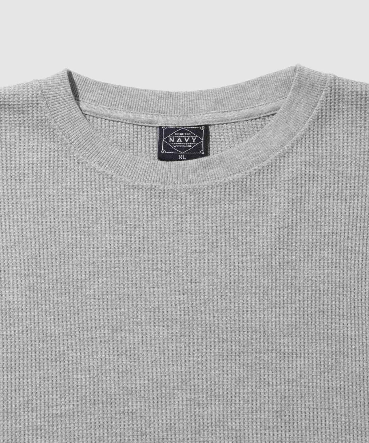 NAVY BCIコットン リラックスフィット ワッフル長袖Tシャツ メンズ
