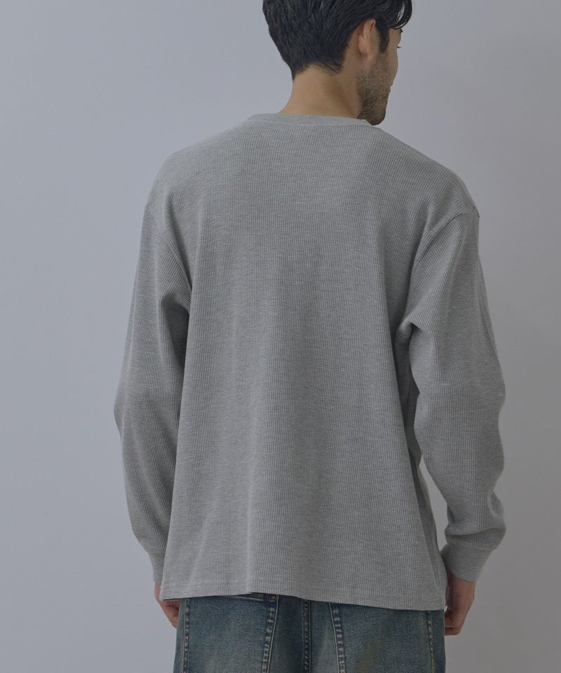 NAVY  BCIコットン リラックスフィット ワッフル長袖Tシャツ メンズ商品画像-8