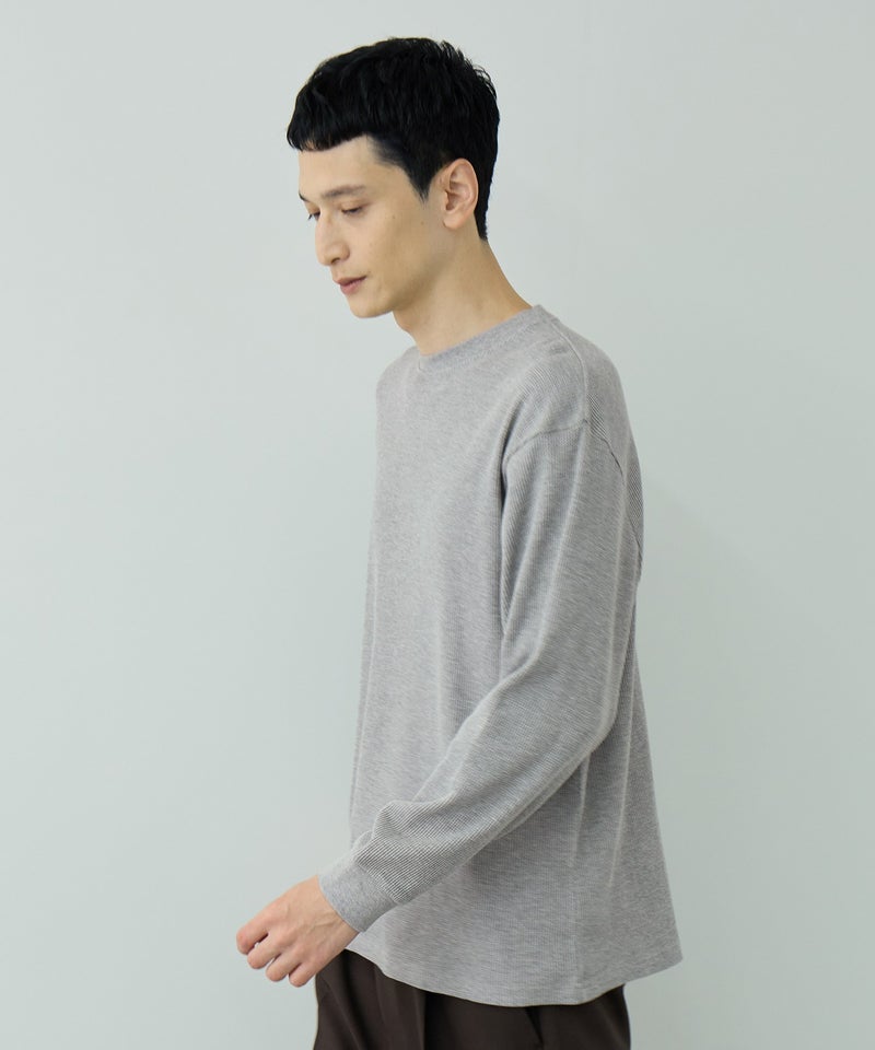 NAVY  BCIコットン リラックスフィット ワッフル長袖Tシャツ メンズ商品画像-8