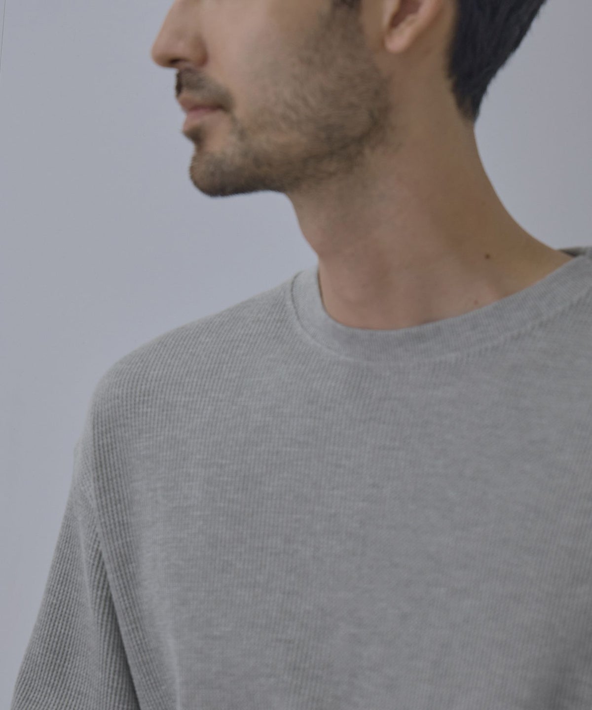 NAVY BCIコットン リラックスフィット ワッフル長袖Tシャツ メンズ