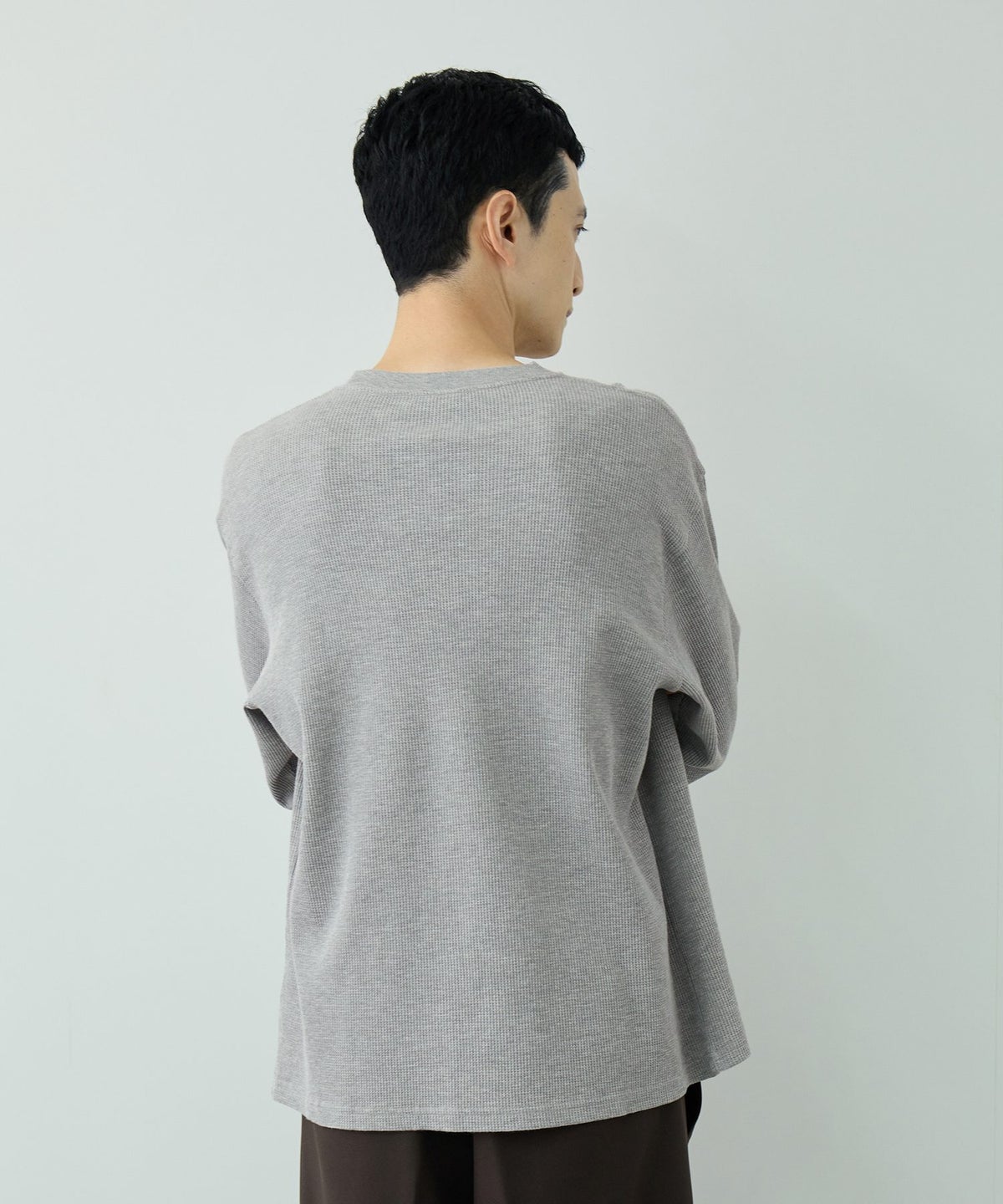 NAVY BCIコットン リラックスフィット ワッフル長袖Tシャツ メンズ