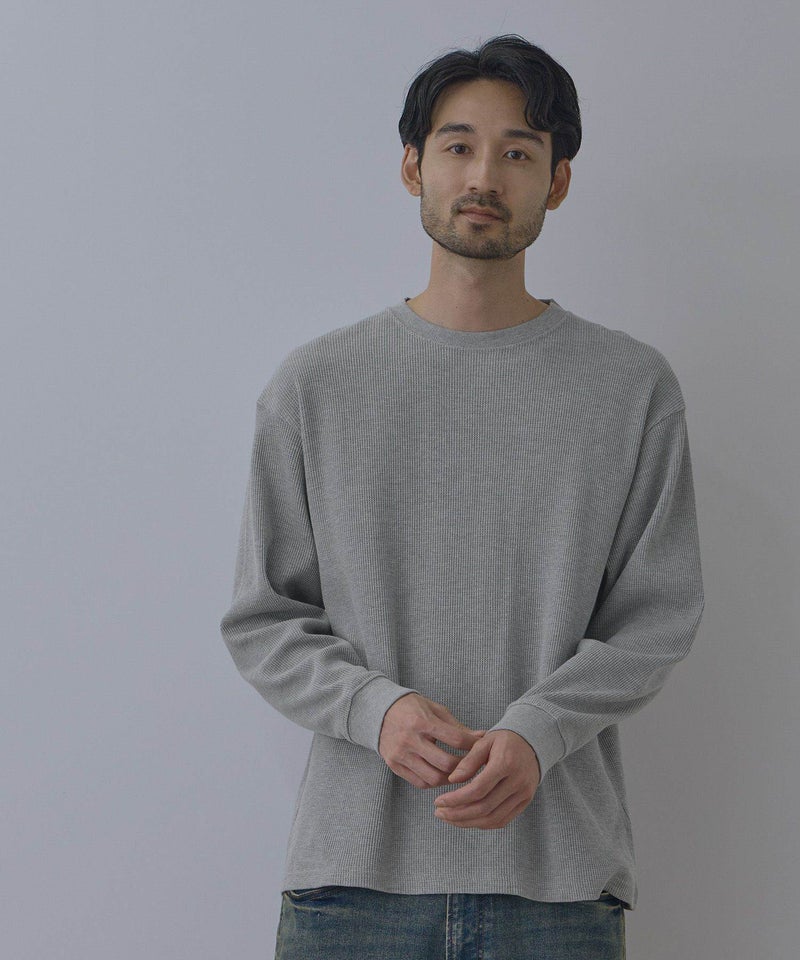 NAVY BCIコットン リラックスフィット ワッフル長袖Tシャツ メンズ商品画像-15