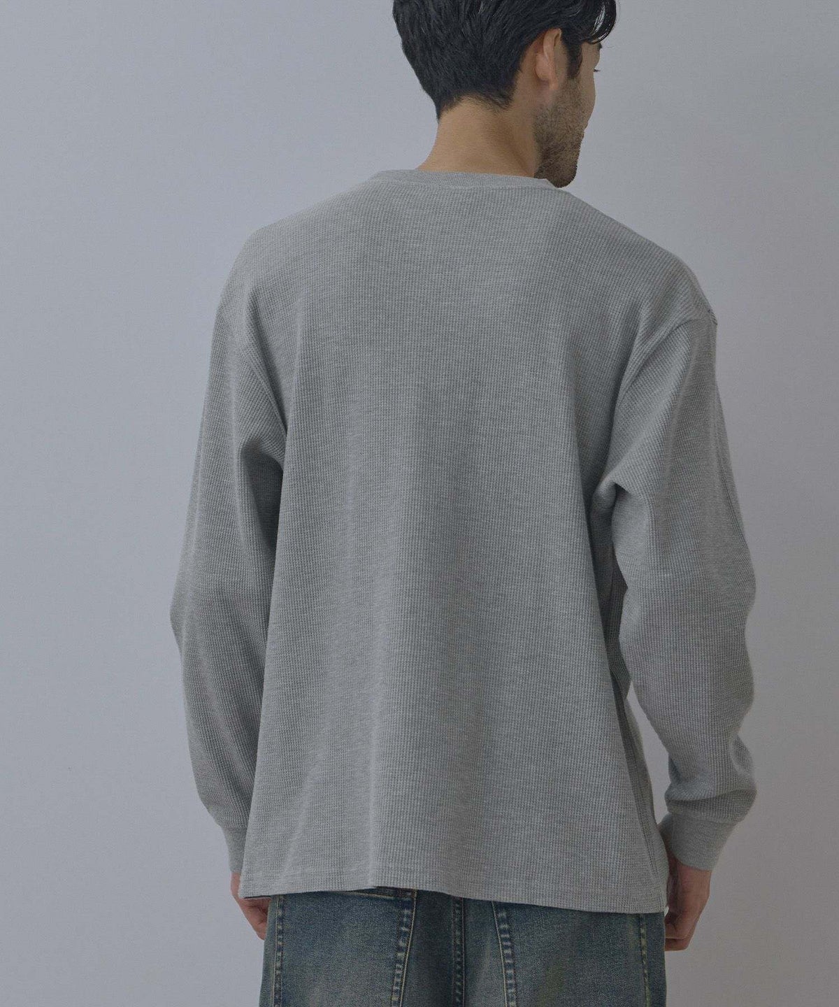 NAVY BCIコットン リラックスフィット ワッフル長袖Tシャツ メンズ