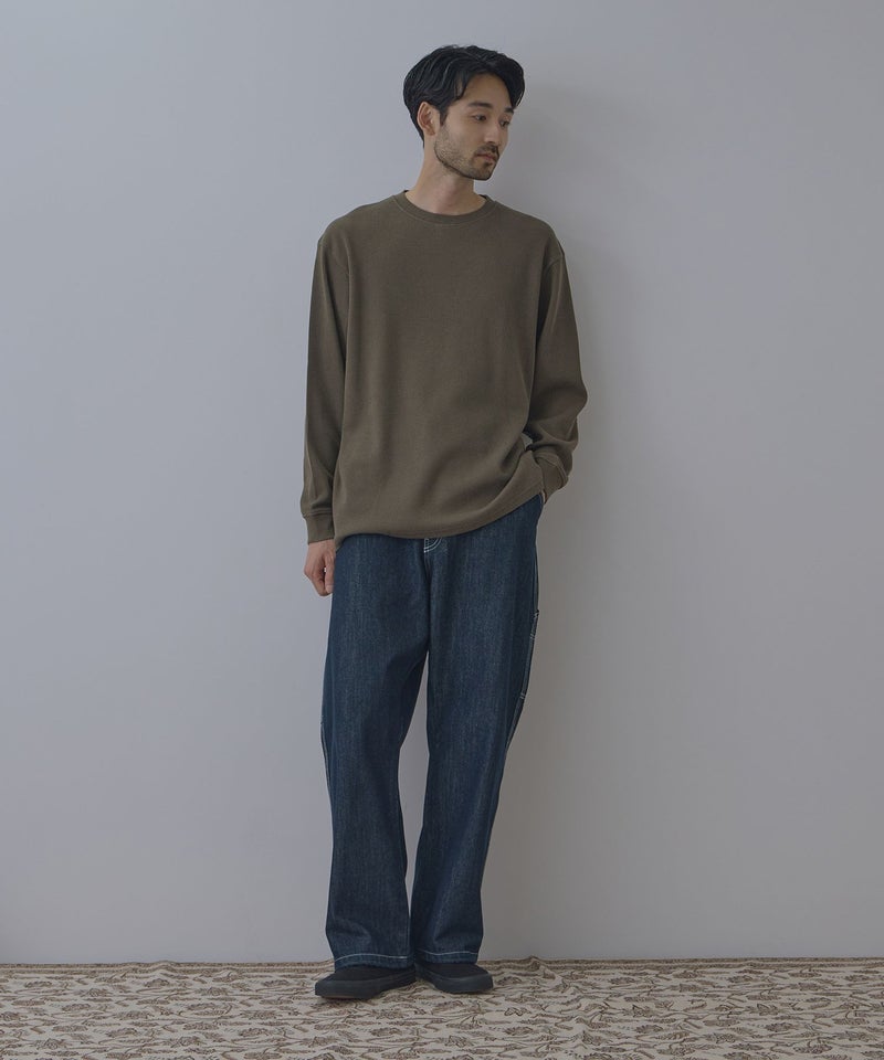 NAVY BCIコットン リラックスフィット ワッフル長袖Tシャツ メンズ商品画像-19